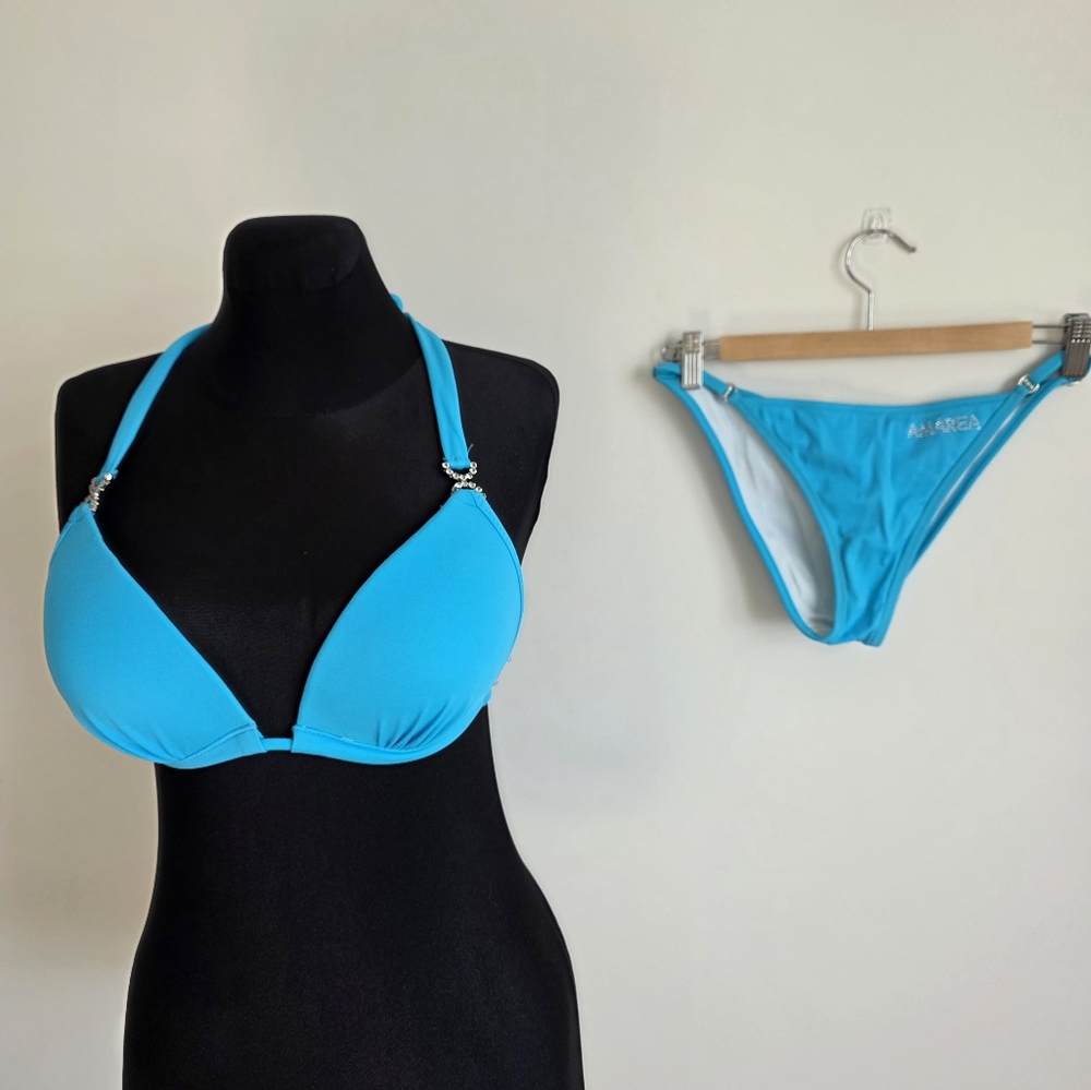 AMAREA Blue Triangle Push-up Bikini Set Italy , L